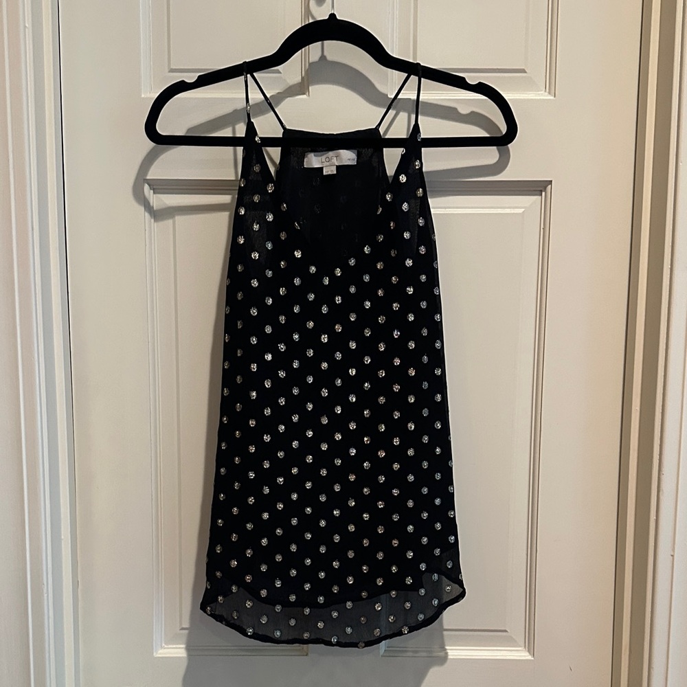 Loft Black Gold Polka Dot Women's Top